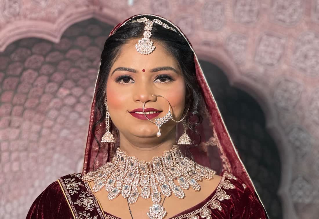 Bride in maroon