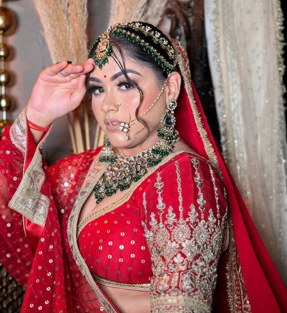 Bride in red lehenga